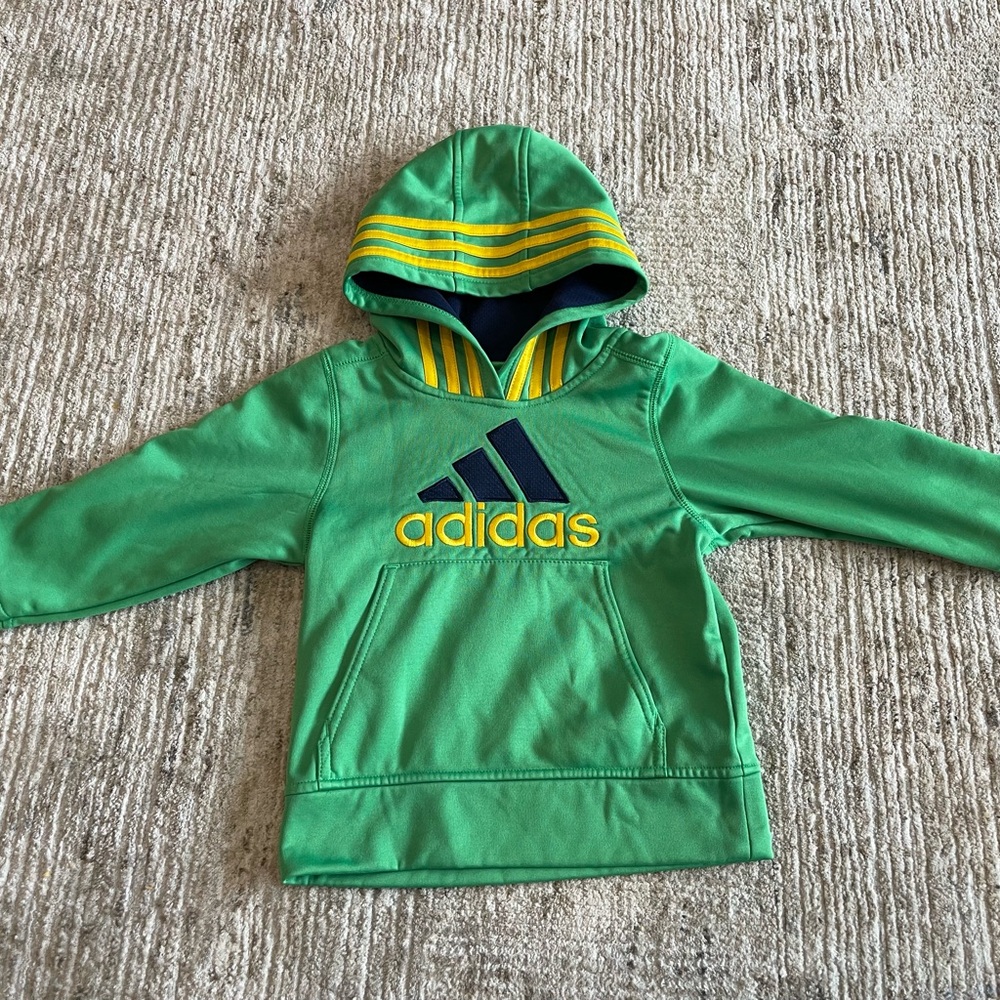 Adidas Youth Pullover Sweatshirt Kelly Green Yellow Stripes